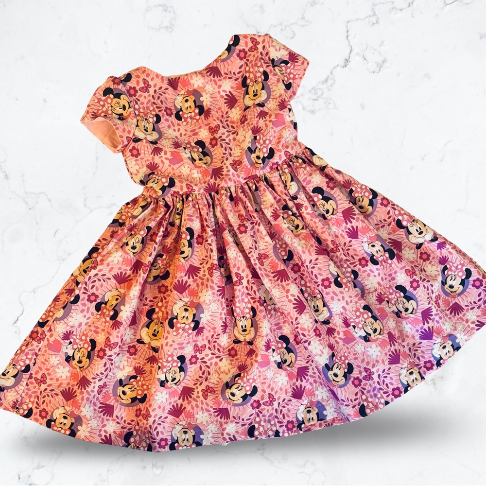Hand Crafted Pink Kids Dress with Minnie Mouse Print Size 5